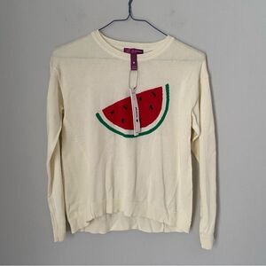 Aqua Girl’ Long Sleeve Watermelon Knit Crew Neck Sweater